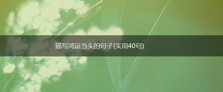 描写鸿运当头的句子(实用40句),第1张